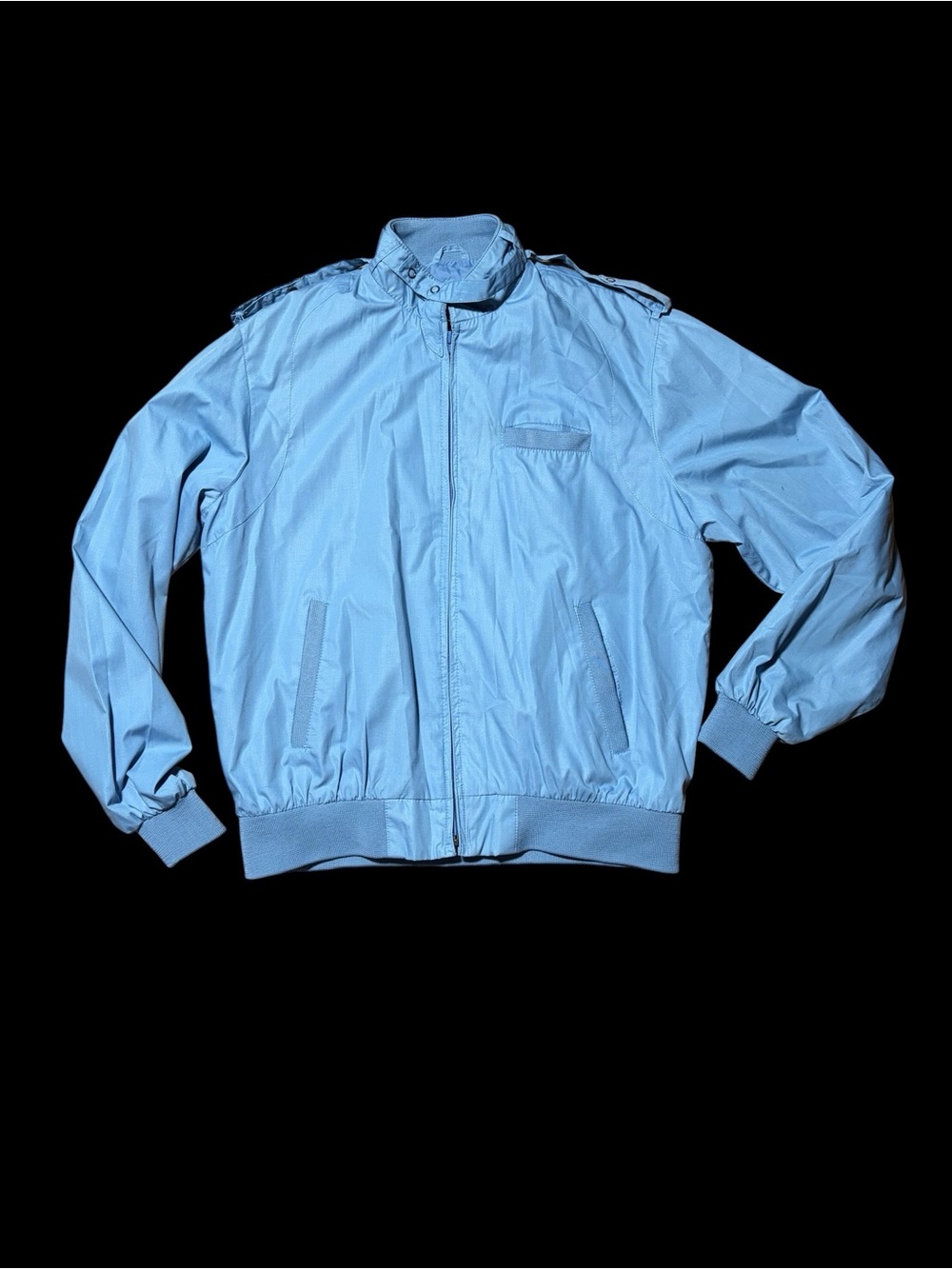 Slate Gray/ Blue Zip-Front Bomber Jacket-Charter Member Jacket-80’s